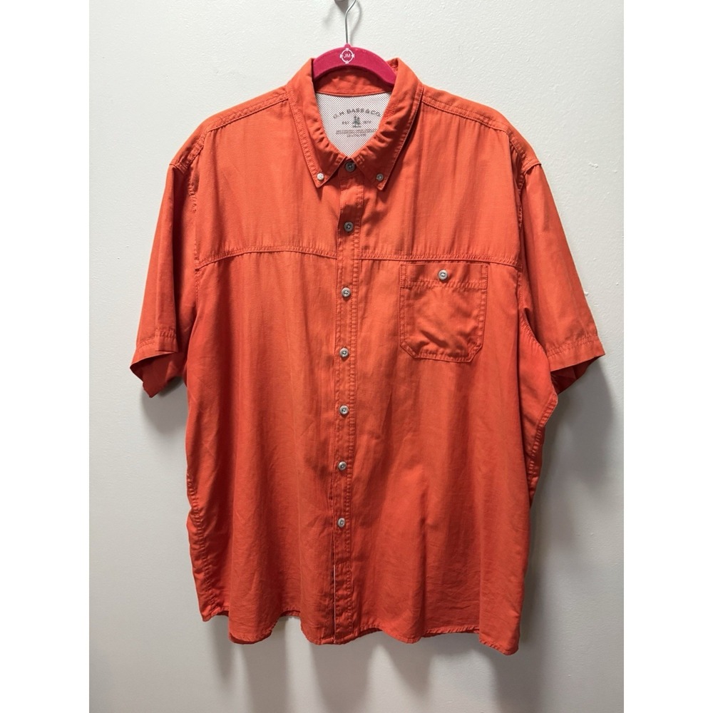 G. H. Bass Men's Orange Button-Up Short Sleeve Casual Shirt Size XXL Mesh